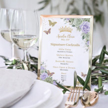 Chique Sage Paarse Bloemen Quinceanera Bar Drink M