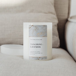 Chique saliegoudgrijze marmeren kaarsproductlabel etiket