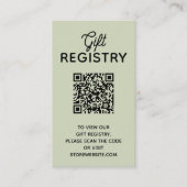 Chique saliegroene babyshower-registratie QR-code Informatiekaartje (Voorkant)