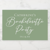 Chique Saliegroene Bachelorette-feest Aangepaste M Sparkling Wijnetiket (Enkel label)