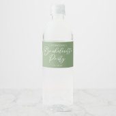 Chique Saliegroene Bruidsfeest Persoonlijk Waterfles Etiket (Voorkant)