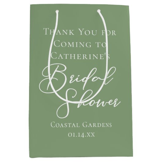 Chique Saliegroene Bruiloftssalon Uitnodigingspers Medium Cadeauzakje (Voorkant)