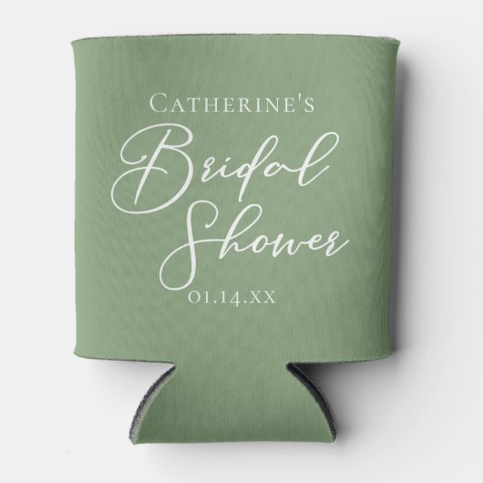 Chique Saliegroene Bruiloftsshowers Persoonlijk Blikjeskoeler (Voorkant)