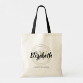 Chique saliegroene monogram initiaal script naam tote bag (Achterkant)