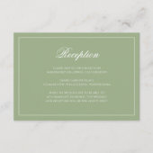 Chique Saliegroene Monogram Script Bruiloftsrecept Informatiekaartje (Voorkant)