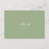 Chique Saliegroene Monogram Script Bruiloftsrecept Informatiekaartje (Achterkant)