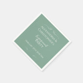 Chique saliegroene script verlovingsfeest servet (Hoek)