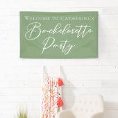 Chique saliegroene vrijgezellenfeest verpersoonlij spandoek (Insitu)