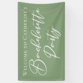 Chique saliegroene vrijgezellenfeest verpersoonlij spandoek (Verticaal)