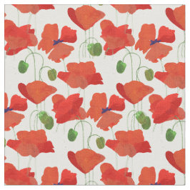 Chique Scarlet Field Poppies Bloemen Custom Fabric Stof
