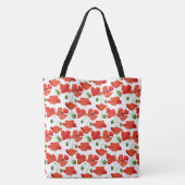Chique Scarlet Field Poppies Bloemmotief op Wit Tote Bag (Achterkant)