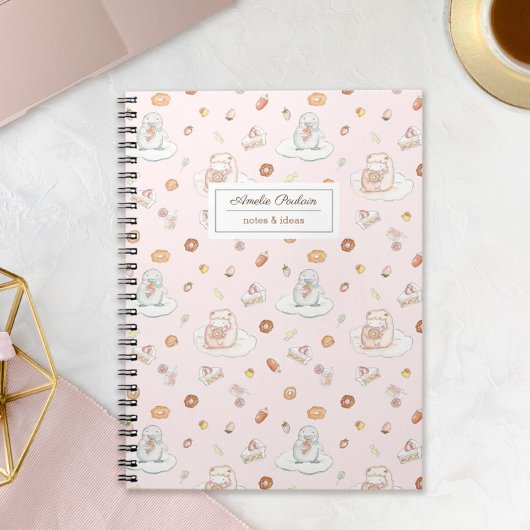 Chique Schaap & Pinguïn Desserts Patroon Roze naam Notitieboek