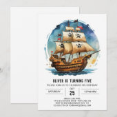 Chique schatkaart Jolly Roger Pirate Verjaardag Kaart (Voorkant / Achterkant)
