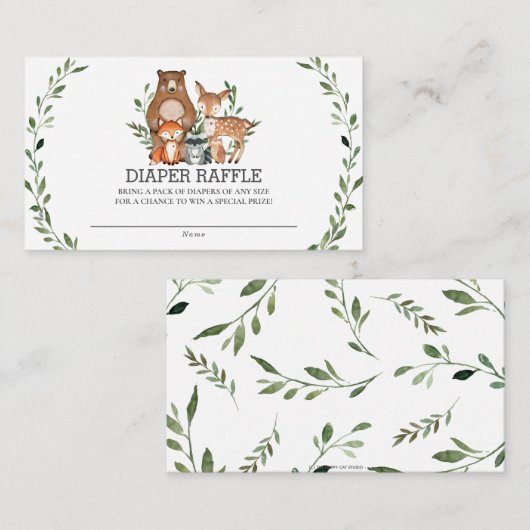 Chique Schattige bosdieren groen luier rafel Informatiekaartje (Voorkant / Achterkant)