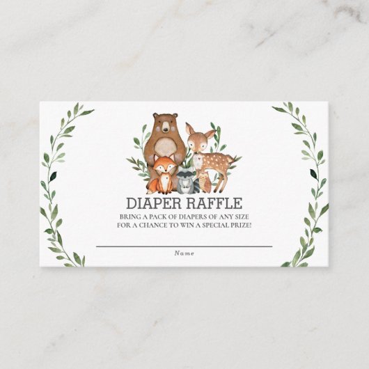 Chique Schattige bosdieren groen luier rafel Informatiekaartje (Voorkant)