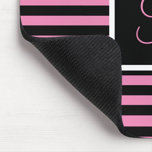 Chique Schattige Initiaal Letter Roze en Zwart Ges Muismat (Hoek)