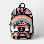 chique schattige meisjes  monogram zwart school ki bedrukte rugzak (Voorkant)