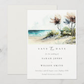 Chique Schemerige Kust Palm Beach Aquarel Zeelands Save The Date (Voorkant / Achterkant)