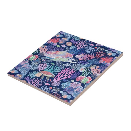 Chique schildpadkoralen tegeltje (Zijkant)