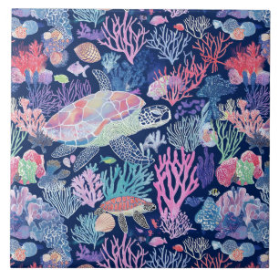 Chique schildpadkoralen tegeltje