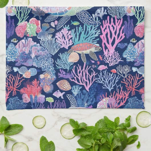 Chique schildpadkoralen theedoek (Gevouwen)