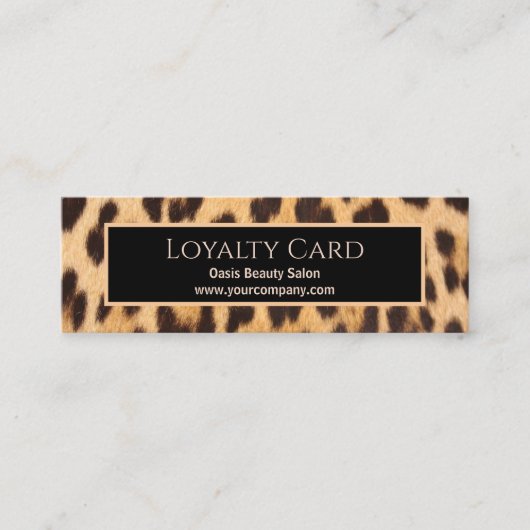 chique schoonheidskapsalon SPA luipaard LOYALITEIT Mini Visitekaartje (Voorkant)