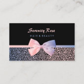 Chique schoonheidsspecialiste roze blauwe luipaard visitekaartje (Voorkant)