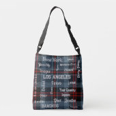 Chique Schotse Blauwe Rood Tartan Plaid & Megasted Crossbody Tas (Achterkant)