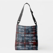 Chique Schotse Blauwe Rood Tartan Plaid & Megasted Crossbody Tas (Voorkant)