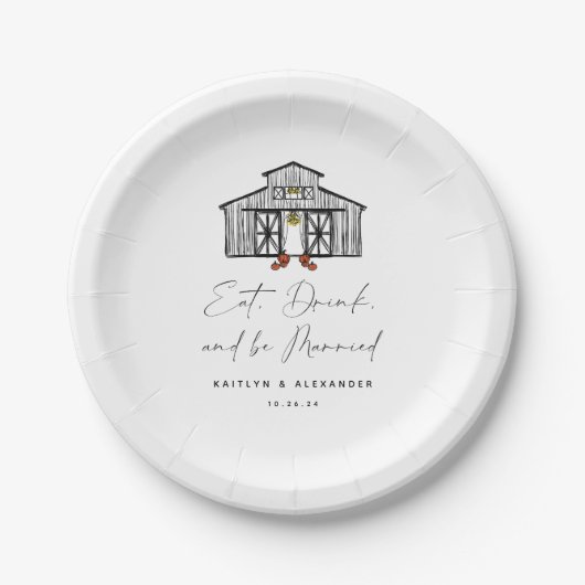 Chique Schuur Eet Drink en getrouwd zijn Papieren Bordje (Voorkant)
