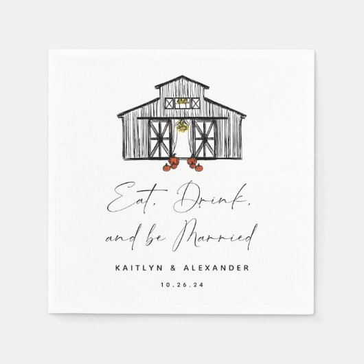 Chique schuur eet Drink worden getrouwd Servet (Voorkant)