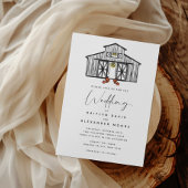 Chique schuur met pompoenen bruiloft uitnodiging