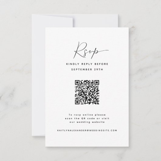 chique schuur | Minimalistische QR Code Bruiloft R RSVP Kaartje (Voorkant)