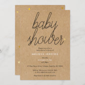 Chique Script Baby shower gouden harten rustieke k Kaart (Voorkant / Achterkant)