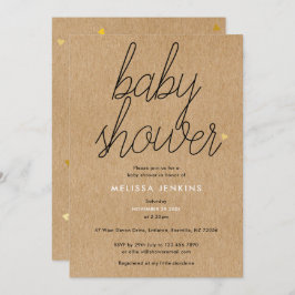 Chique Script Baby shower gouden harten rustieke k Kaart