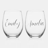 Chique Script Bachelorette Party Wijnglas Zonder Voet (Voorkant)
