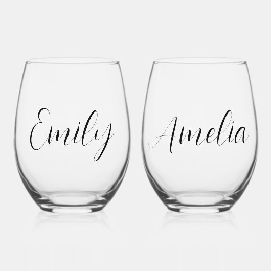 Chique Script Bachelorette Party Wijnglas Zonder Voet (Voorkant)