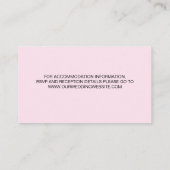 Chique Script Bruiloft details zwart en roze Informatiekaartje (Achterkant)