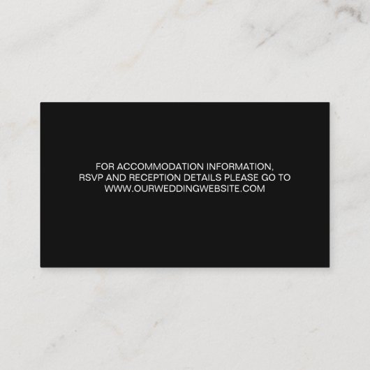 Chique Script Bruiloft details zwart-wit Informatiekaartje (Achterkant)