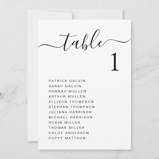 Chique Script Bruiloft Tafel Zittingkaart Kaart (Achterkant)