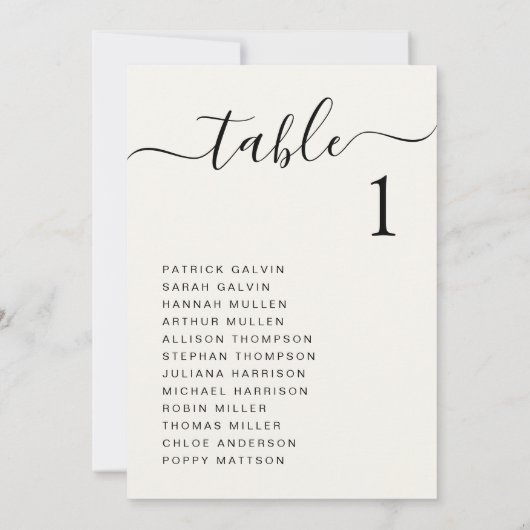 Chique Script Bruiloft Tafel Zittingkaart Kaart (Achterkant)