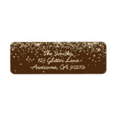 Chique Script Bruin Glitter Bruiloft Retouradres Etiket (Voorkant)