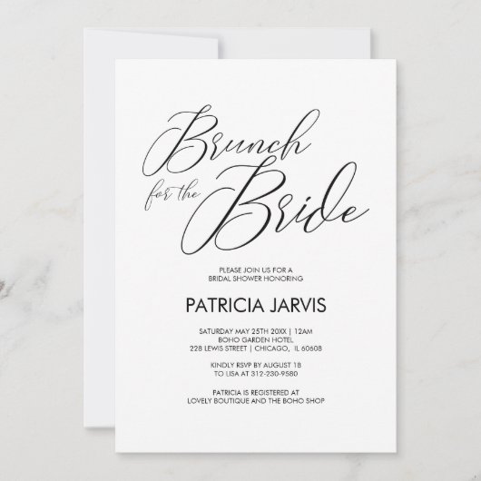 Chique Script Brunch voor het bruid Vrijgezellenfe Kaart (Voorkant)