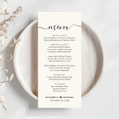 Chique Script Cream Bruiloft Receptie Menu