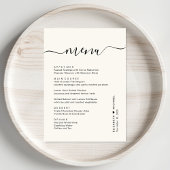 Chique Script Cream Bruiloft Receptie Menu