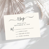 Chique Script Cream Bruiloft RSVP Kaartje