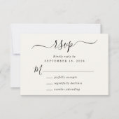 Chique Script Cream Bruiloft RSVP Kaartje (Voorkant)