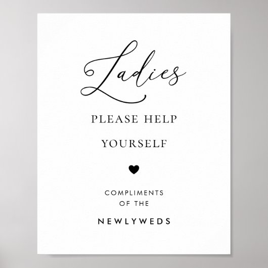 Chique Script Dames Badkamer Mand Bruiloft teken Poster (Voorkant)