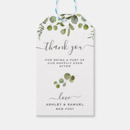 Chique Script Dank u Eucalyptus bruiloft gunst Lab Cadeaulabel