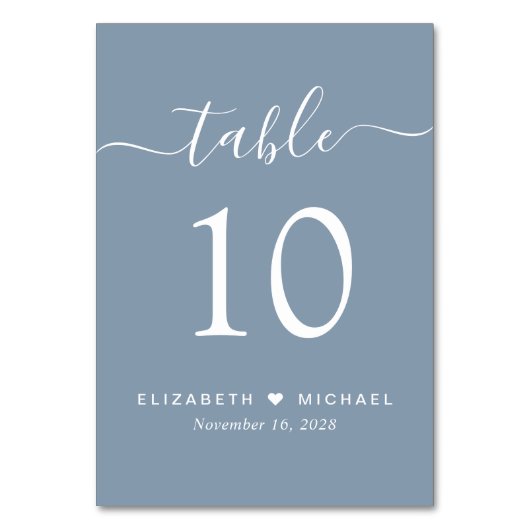 Chique Script Dusty Blue bruiloft receptie Kaart (Voorkant)